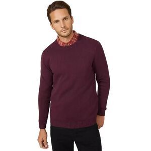 Maine Mens  Cotton Crew Neck Sweater / Burgundy